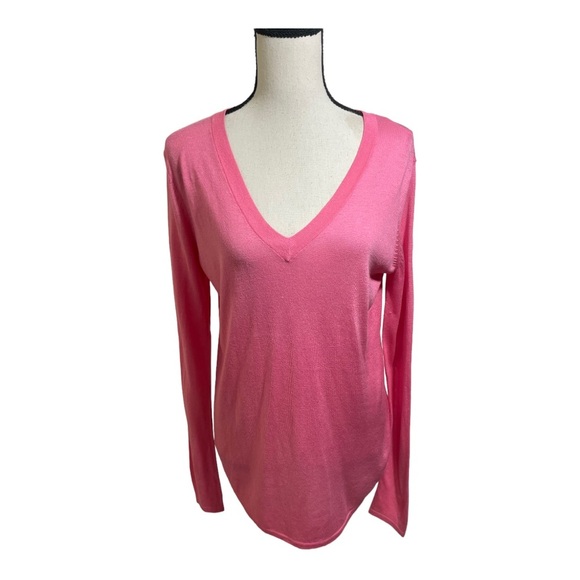 Lauren Ralph Lauren black label womens Small V-neck silk cotton blend sweater - Picture 1 of 13